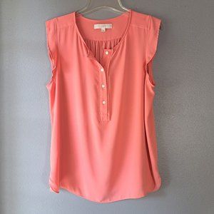 LOFT Ann Taylor - Salmon Pink Sleeveless Top, Size Large